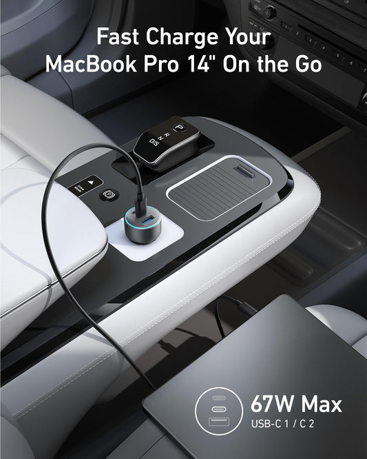 Anker 535 Car Charger (67W) 3-Port USB-C Fast Charging