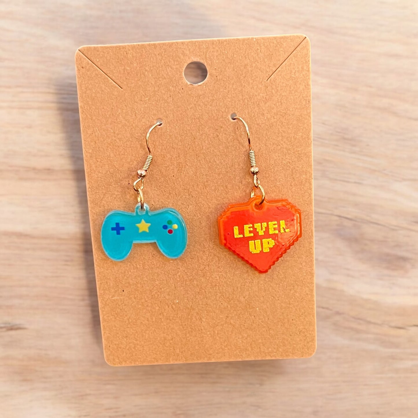 JenDore Handmade Controller + “Level Up” Gamer Dangle Earrings