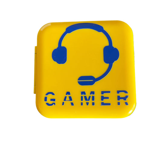 JenDore Gamer Headset Game Card Case: 12 Slot Blue & Yellow Storage for Nintendo Switch Cartridges