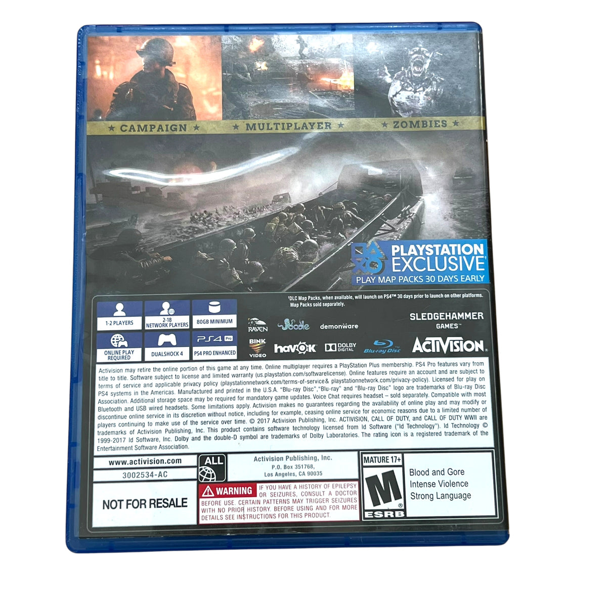 Call of Duty: WWII – PS4 PlayStation 4 Video Game with Case | Preowned