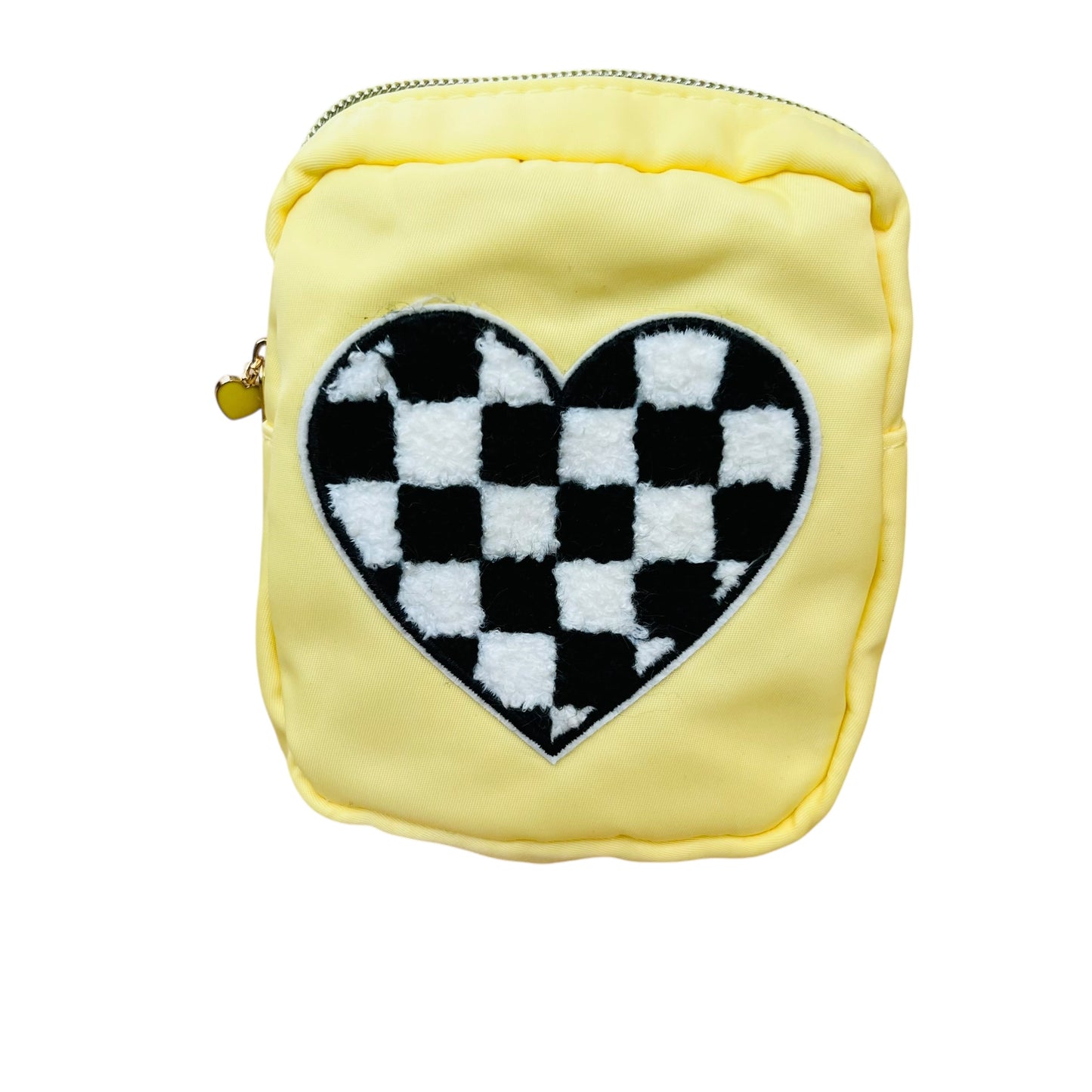 JenDore Yellow Checkered Mini Waterproof Nylon Zipper Pouch