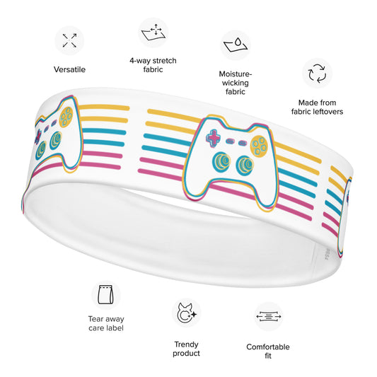 JenDore® Hair Rainbow Gaming Controller Headband - Polyester/Spandex