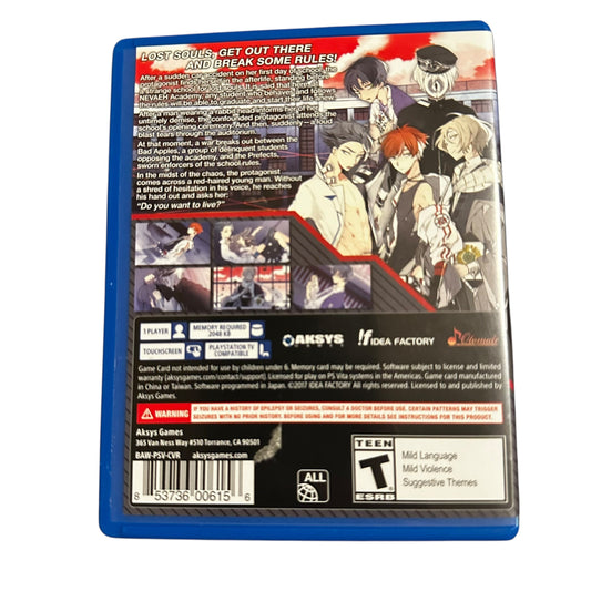 Preowned Bad Apple Wars PS Vita video game with case tested at JenDore