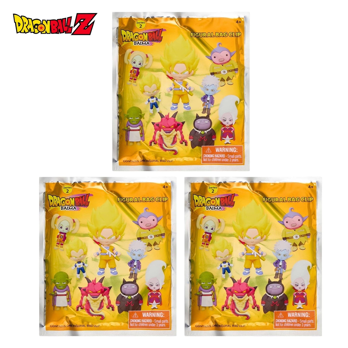 Three Dragon Ball Z Panza character face-packs in sealed plastic packaging, arranged on a white background with the Dragon Ball Z logo in the top left corner.