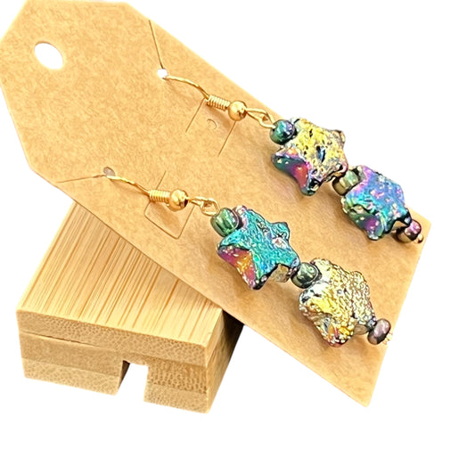 JenDore Handmade Star Galaxy Dangle Earrings Side View