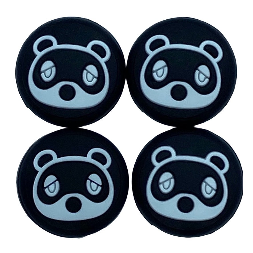 JenDore White & Black 4Pcs Raccoon Silicone Thumb Grip Caps for Nintendo Switch