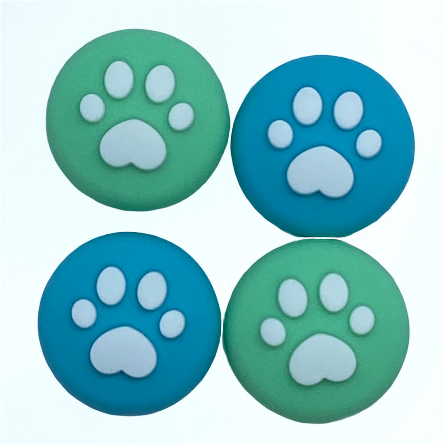 JenDore Green & Blue 4Pcs Paw Silicone Thumb Grip Caps for Nintendo Switch