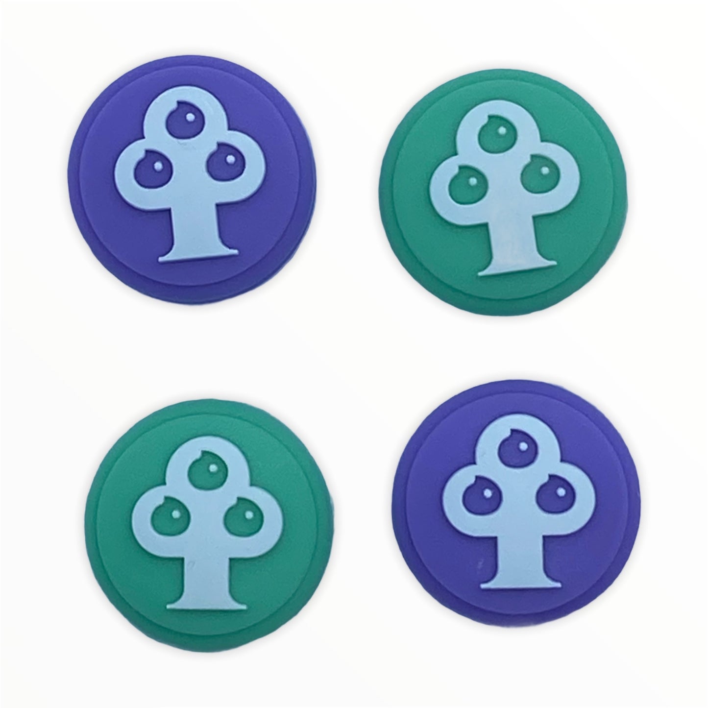 JenDore Green & Purple Trees 4Pcs Silicone Thumb Grip Caps for Nintendo Switch