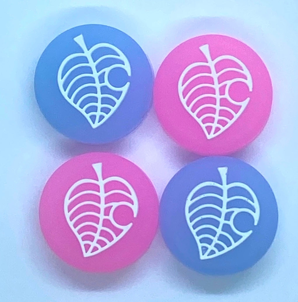 JenDore Purple & Pink 4Pcs Leaf Silicone Thumb Grip Caps for Nintendo Switch
