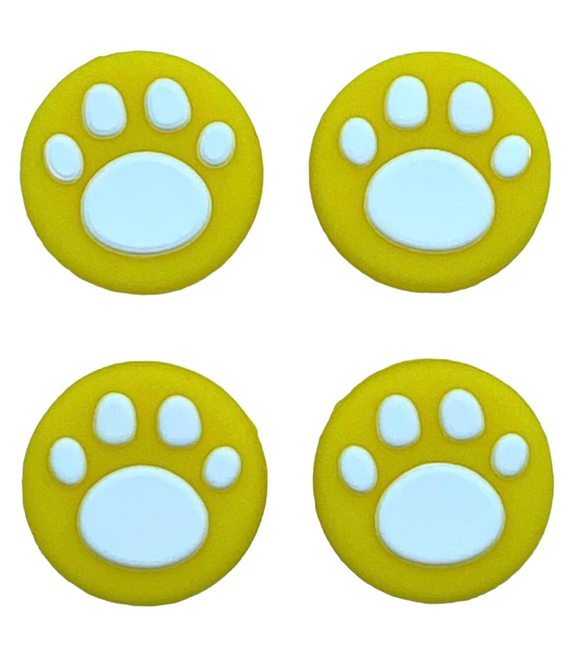 JenDore Yellow & White 4Pcs Paw Silicone Thumb Grip Caps for Nintendo Switch