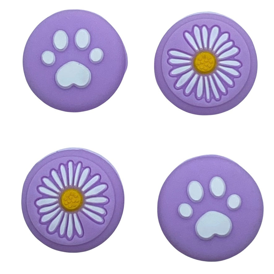 Jendore Purple Paw Flowers 4Pcs Capuchons de poignée en silicone pour Nintendo Switch