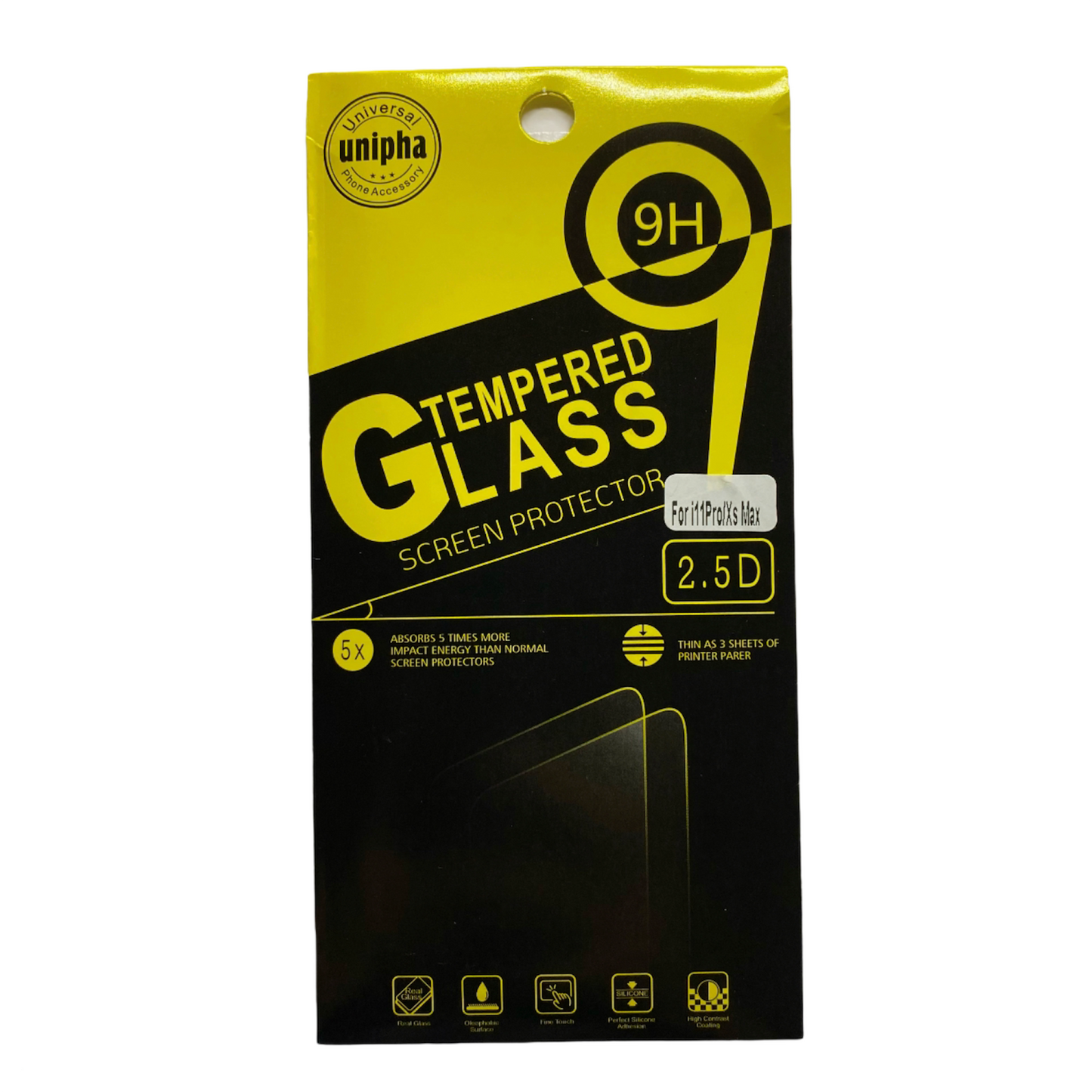 2 pk Unipha 9H Tempered Glass Screen Protector 2.5D for Iphone 11 Pro X / XS Max