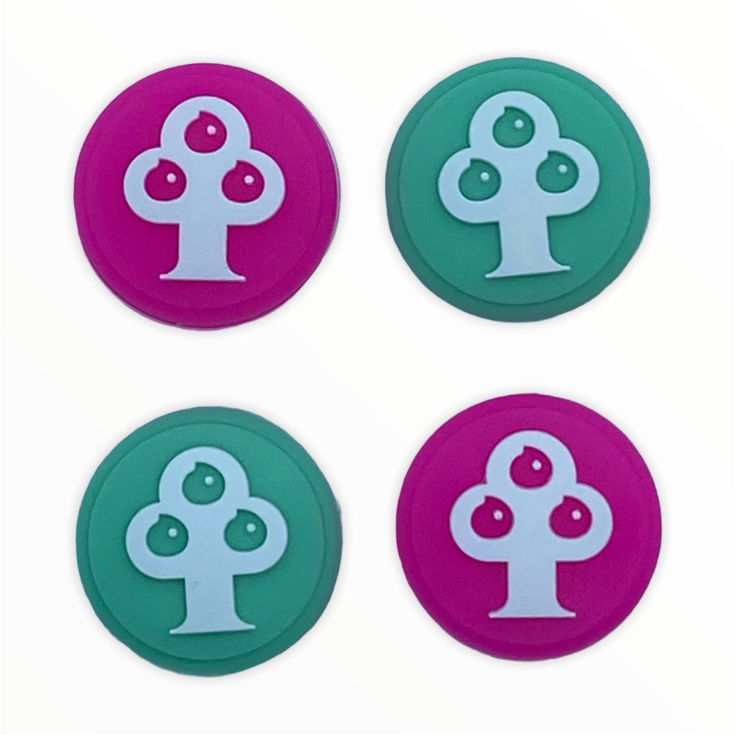 JenDore Green & Pink Trees 4Pcs Silicone Thumb Grip Caps for Nintendo Switch