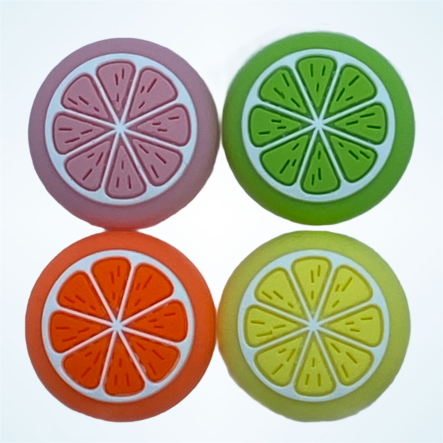 JenDore Pink Yellow Orange & Green Fruit 4Pcs Silicone Thumb Grip Caps for Nintendo Switch
