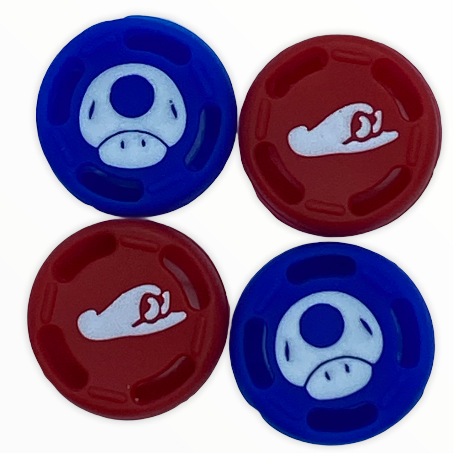 Jendore Blue Mushroom & Red Hat 4Pcs Capuchons de poignée en silicone pour Nintendo Switch