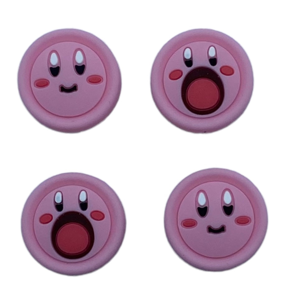 JenDore Pink Anime Cartoon Gaming Face Kirb 4 tapas de silicona para agarre de pulgar para Nintendo Switch