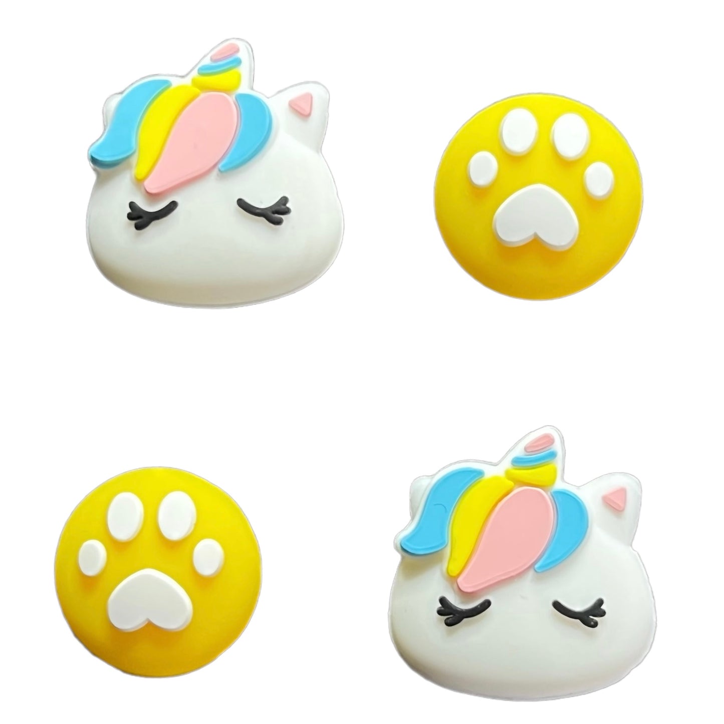 Jendore Unicorn Yellow Paws 4Pcs Capuchons de poignée en silicone pour Nintendo Switch