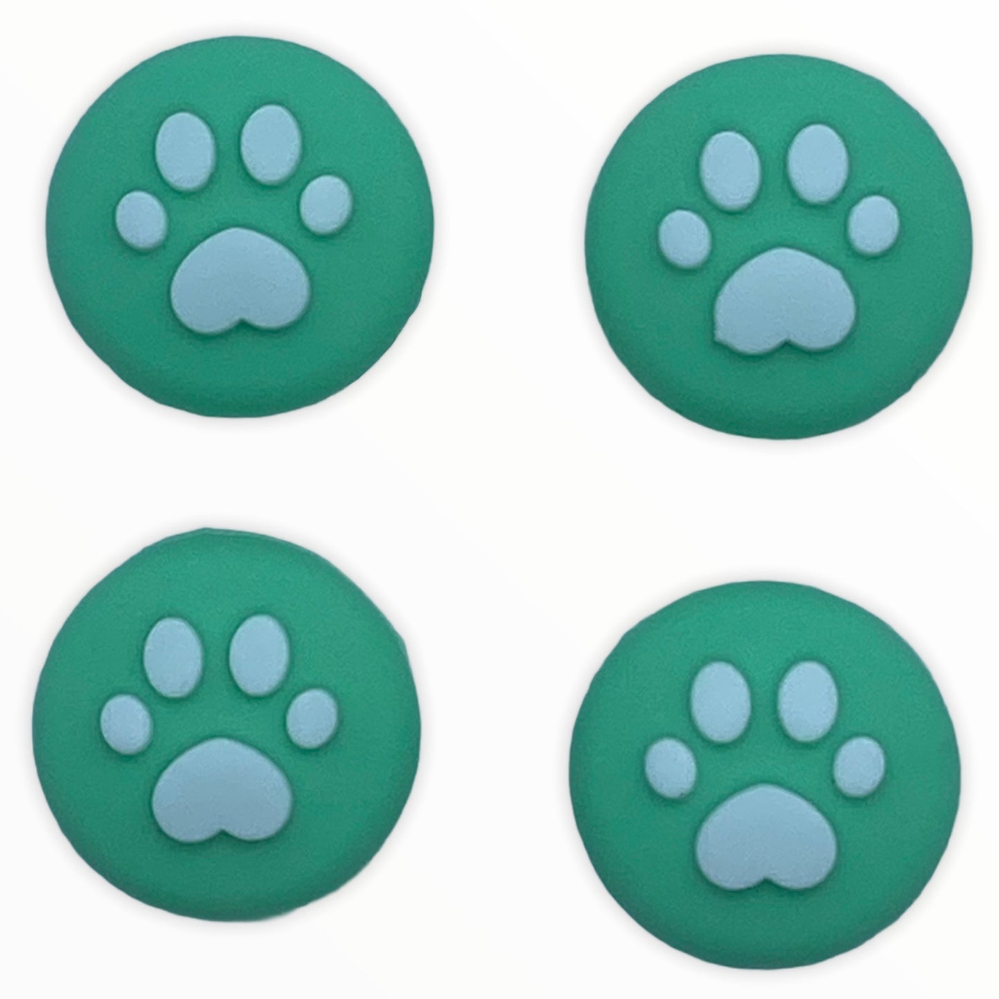 JenDore Green & White 4Pcs Paw Silicone Thumb Grip Caps for Nintendo Switch