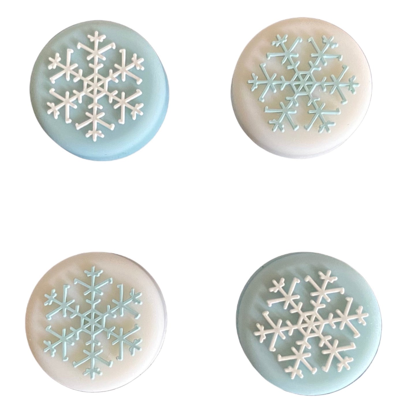 JenDore Blue White Snowflakes 4Pcs Silicone Thumb Grip Caps for Nintendo Switch