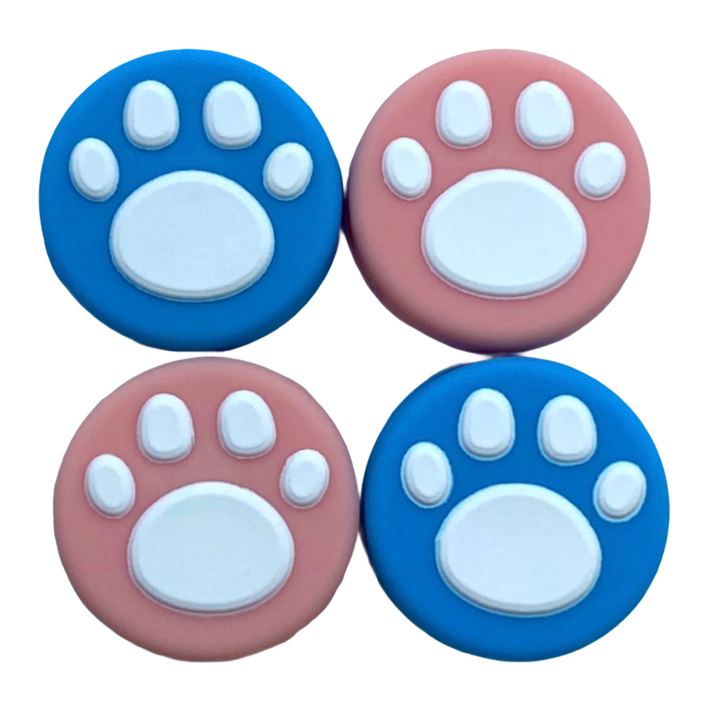 JenDore Blue Pink 4Pcs Paw Silicone Thumb Grip Caps for Nintendo Switch