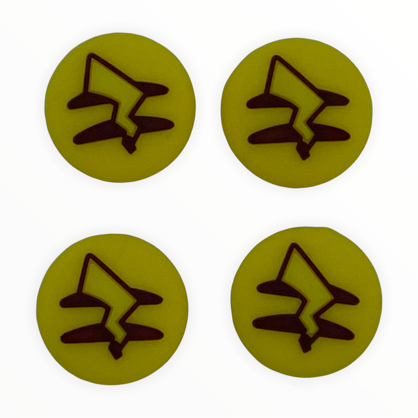 JenDore Yellow Lightning Thunderbolt Tails 4Pcs Silicone Thumb Grip Caps for Nintendo Switch / NS Lite