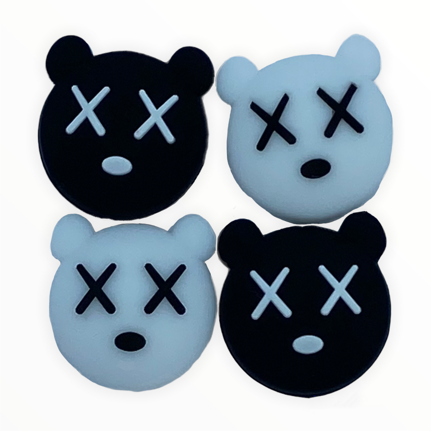 Jendore Noir Blanc 4Pcs Ours Silicone Thumb Grip Caps pour Nintendo Switch & NS Lite