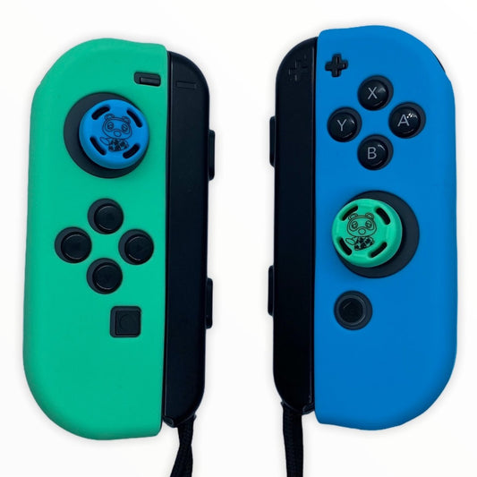 JenDore Azul Verde #2 Silicona Nintendo Switch Joy-con Fundas protectoras y empuñaduras para pulgar