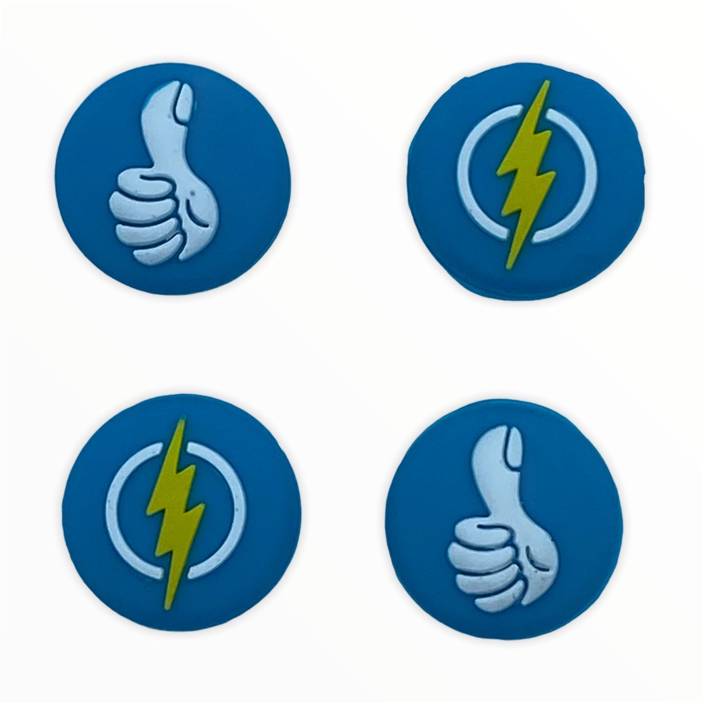 JenDore Blue Thumbs Up & Lightning Thunderbolt 4Pcs Silicone Thumb Grip Caps for Nintendo Switch
