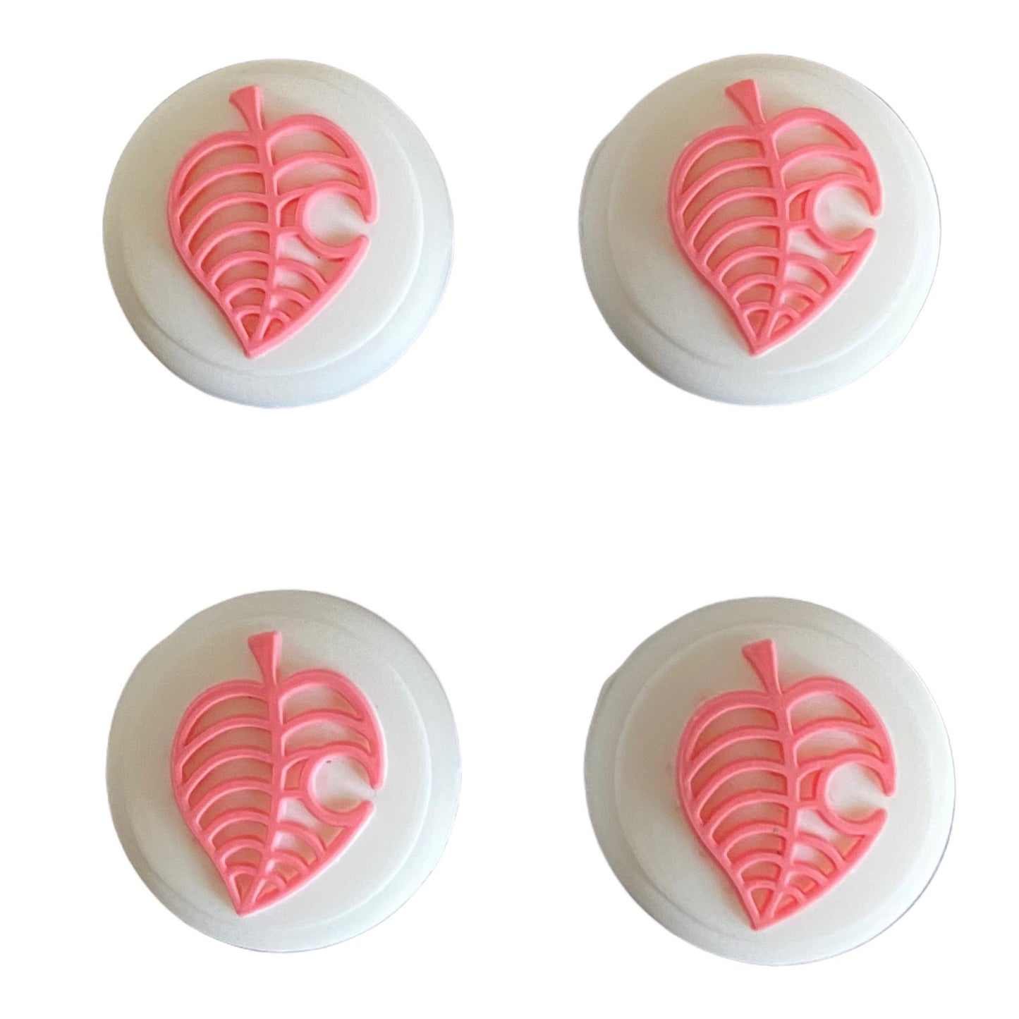 JenDore Pink White Leaf 4Pcs Silicone Thumb Grip Caps for Nintendo Switch