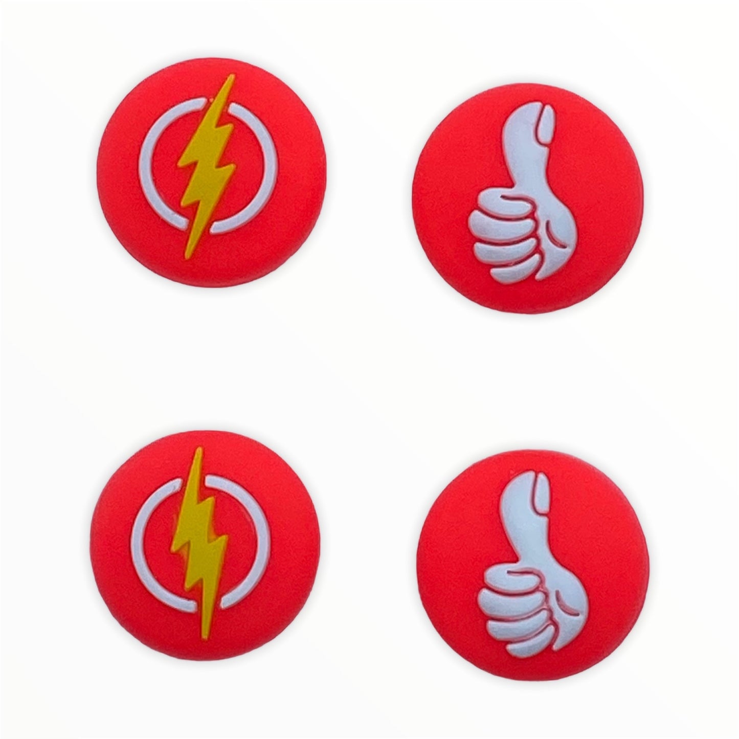 JenDore Neon Thunderbolt Thumbs Up 4Pcs Silicone Thumb Grip Caps for Nintendo Switch