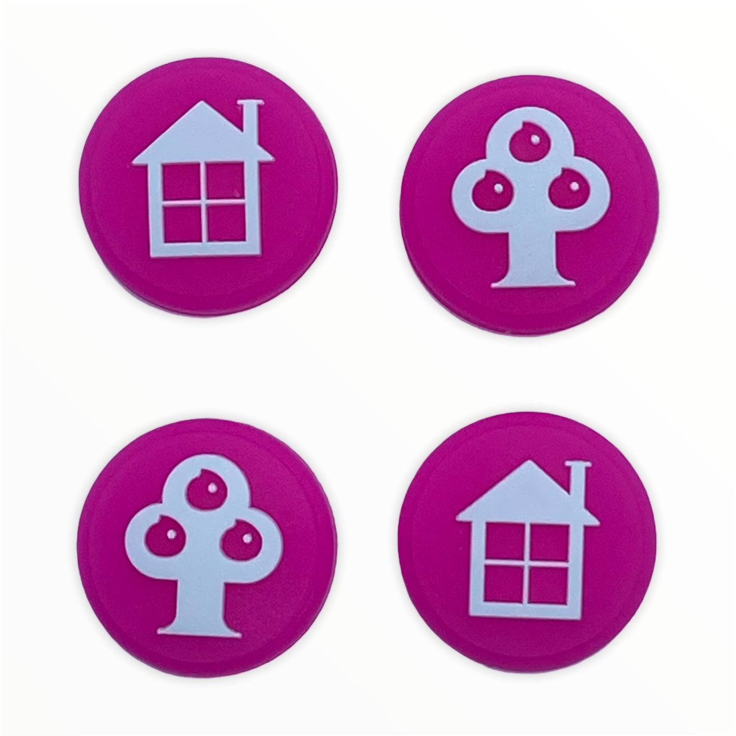 JenDore Pink Tree & House 4 tapas de silicona para agarre de pulgar para Nintendo Switch