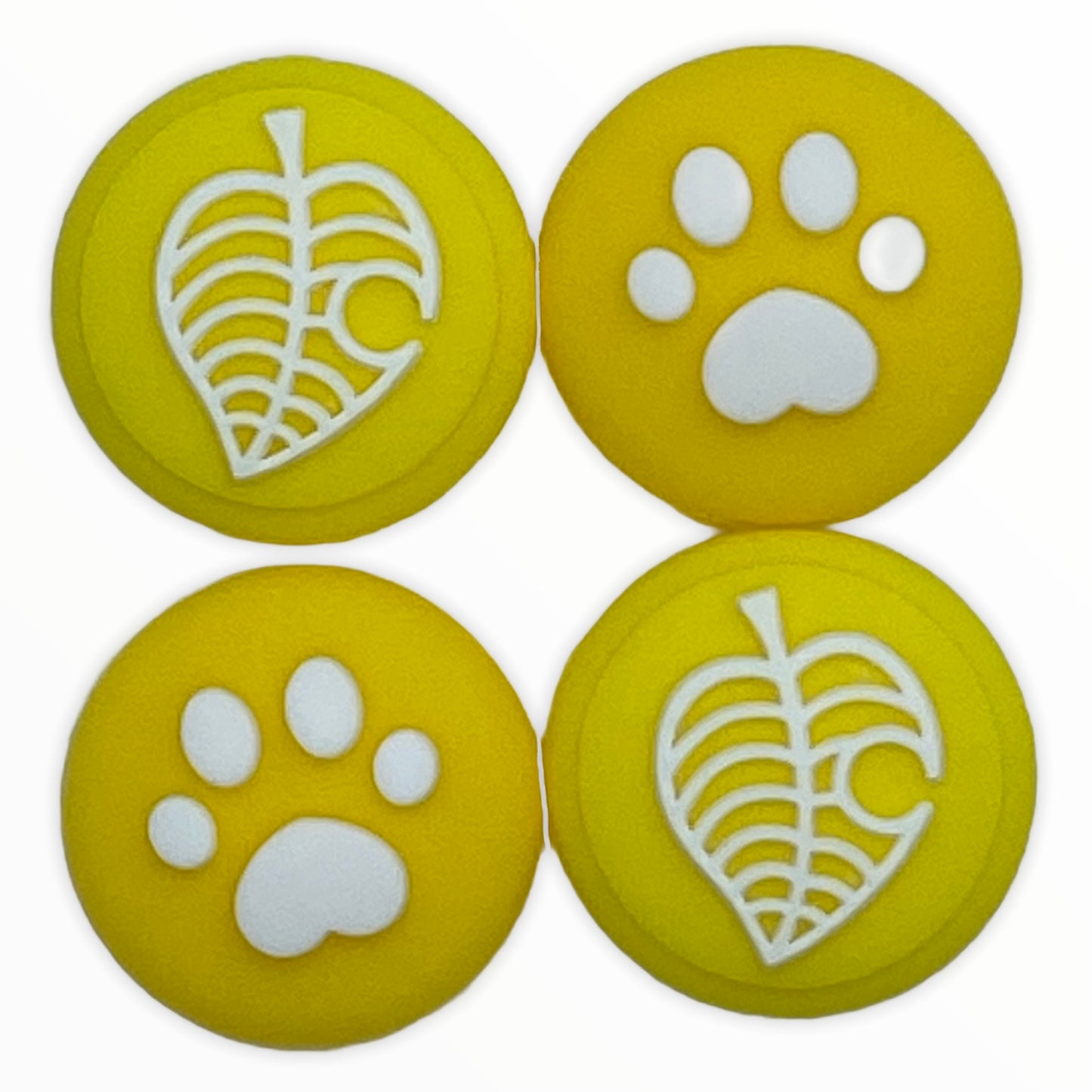 JenDore Amarillo 4 Piezas Tapas de Agarre de Pulgar de Silicona con Patas y Hojas para Nintendo Switch