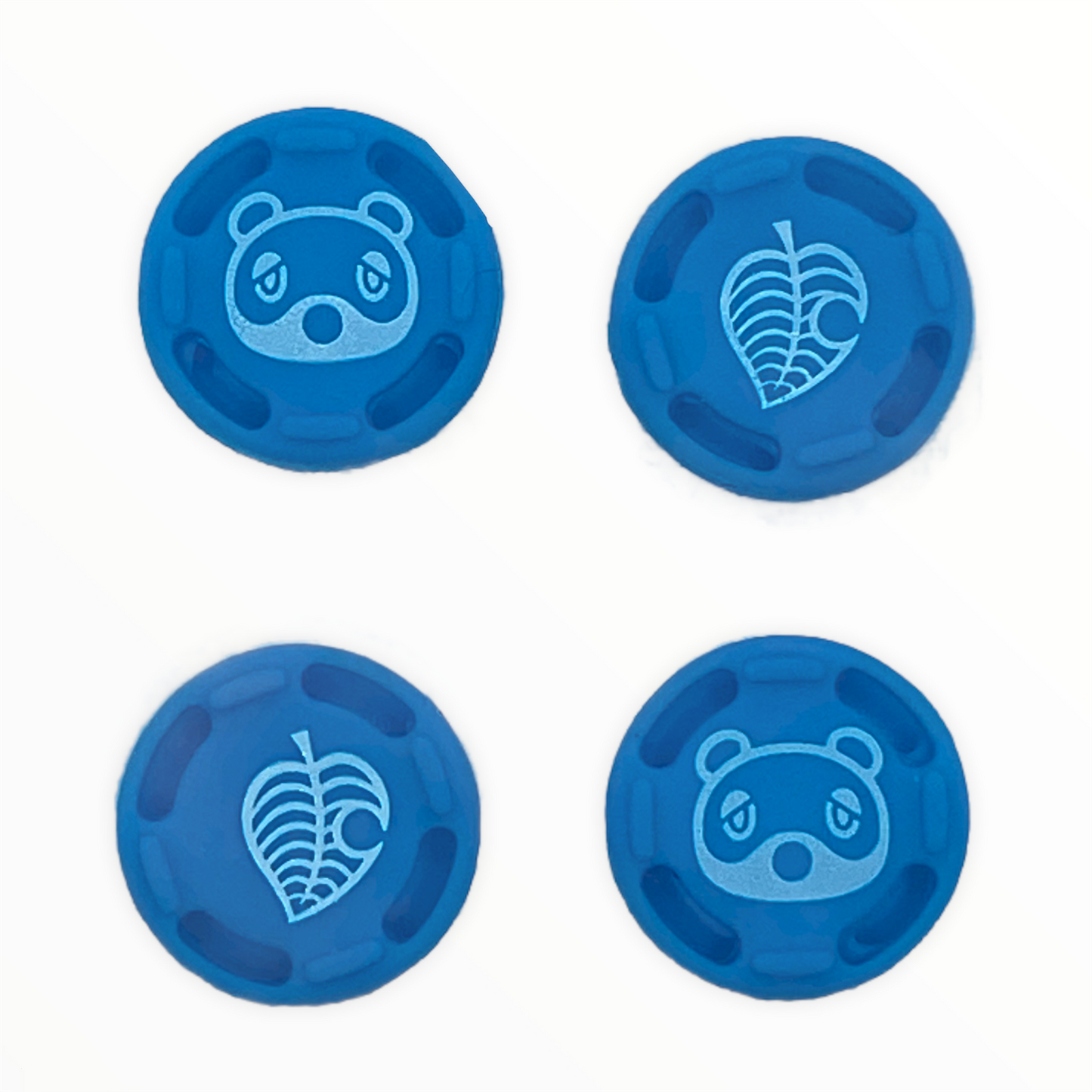 Jendore Bleu et Blanc Raton Laveur Animal CrossingLeaf 4Pcs Capuchons de Poignée en Silicone pour Nintendo Switch