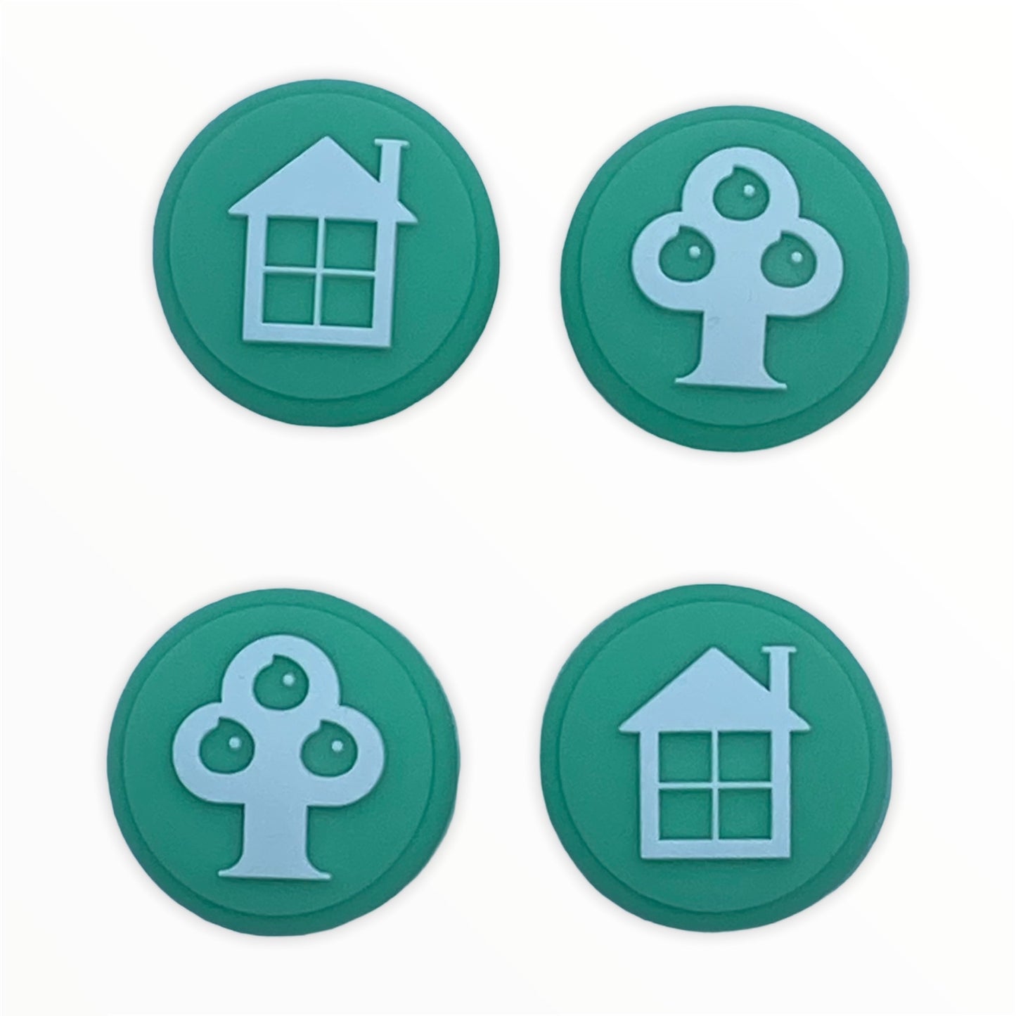 JenDore Green House & Tree 4Pcs Silicone Thumb Grip Caps for Nintendo Switch