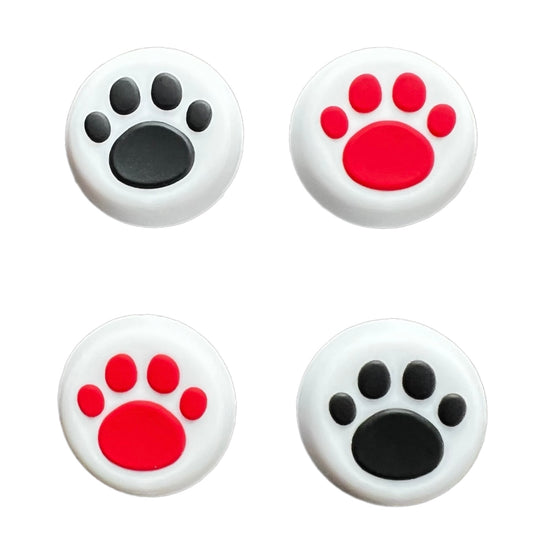 JenDore Red Black White Paws 4Pcs Silicone Thumb Grip Caps for Nintendo Switch Pro , PS5 , PS4 , and Xbox 360 Controller