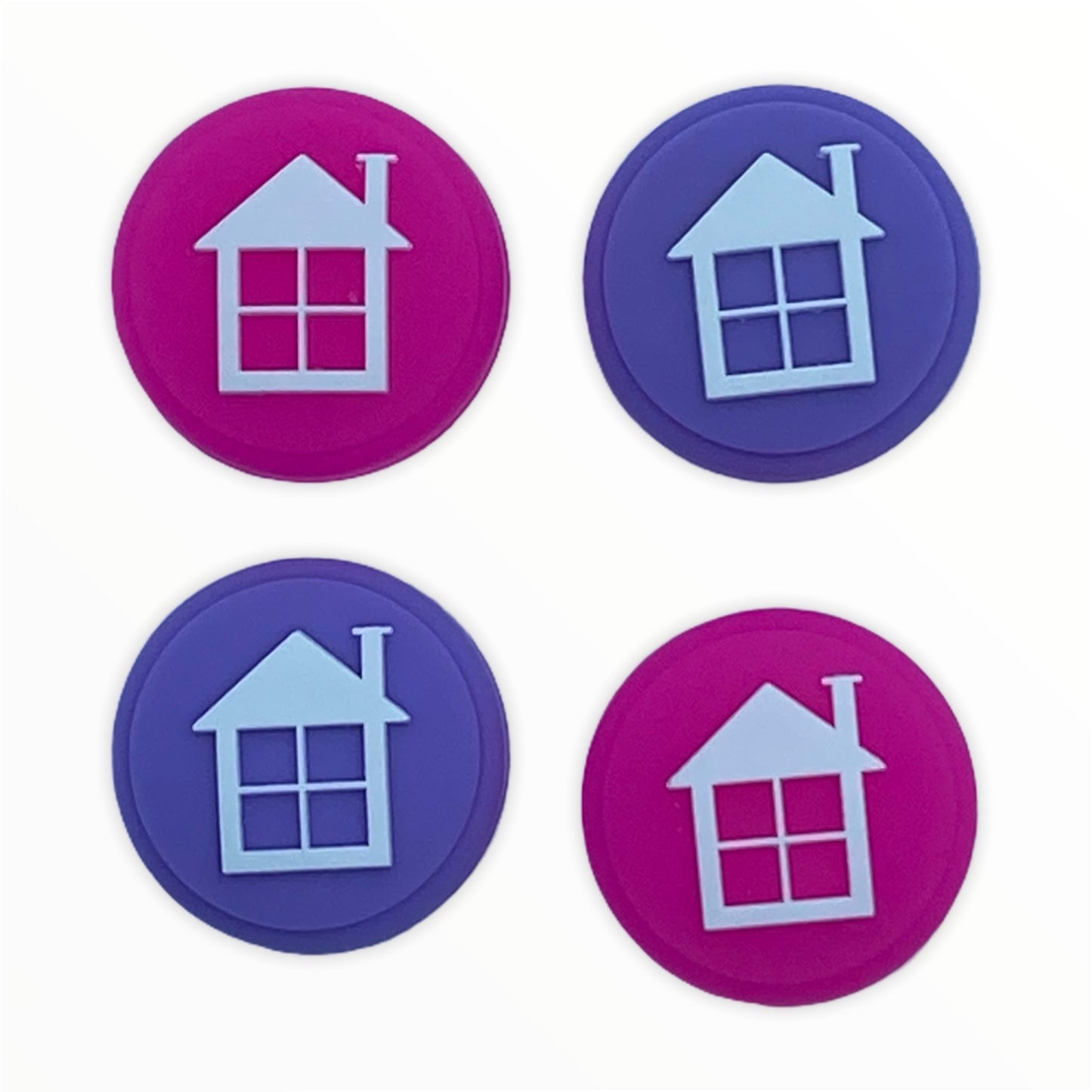 JenDore Pink & Purple House 4 tapas de silicona para agarre de pulgar para Nintendo Switch