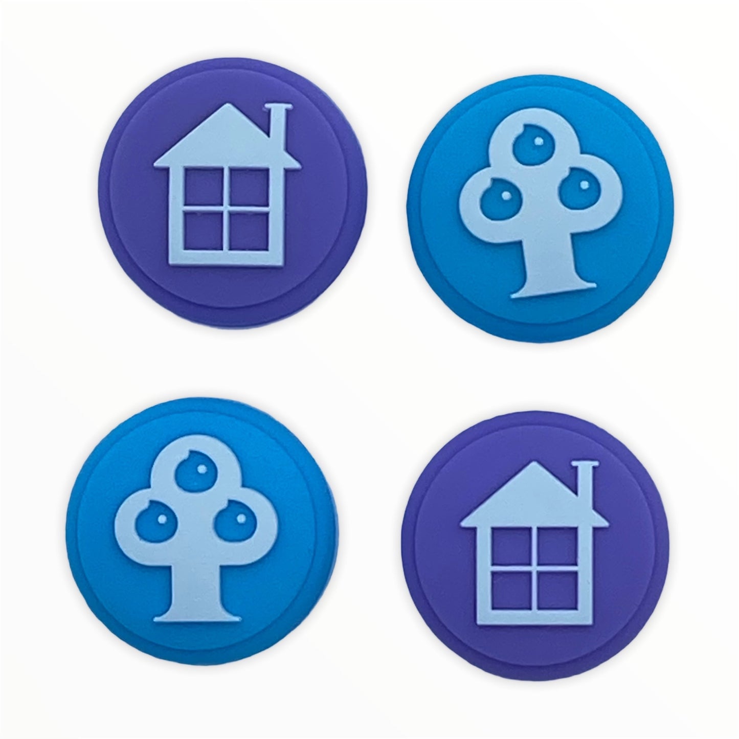 Jendore Blue Tree & Purple House 4Pcs Capuchons de poignée en silicone pour Nintendo Switch