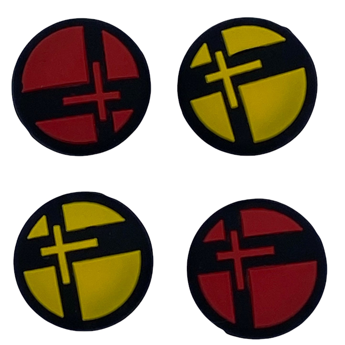 Jendore Rouge Jaune Smash Silicone Thumb Grip Caps pour Nintendo Switch