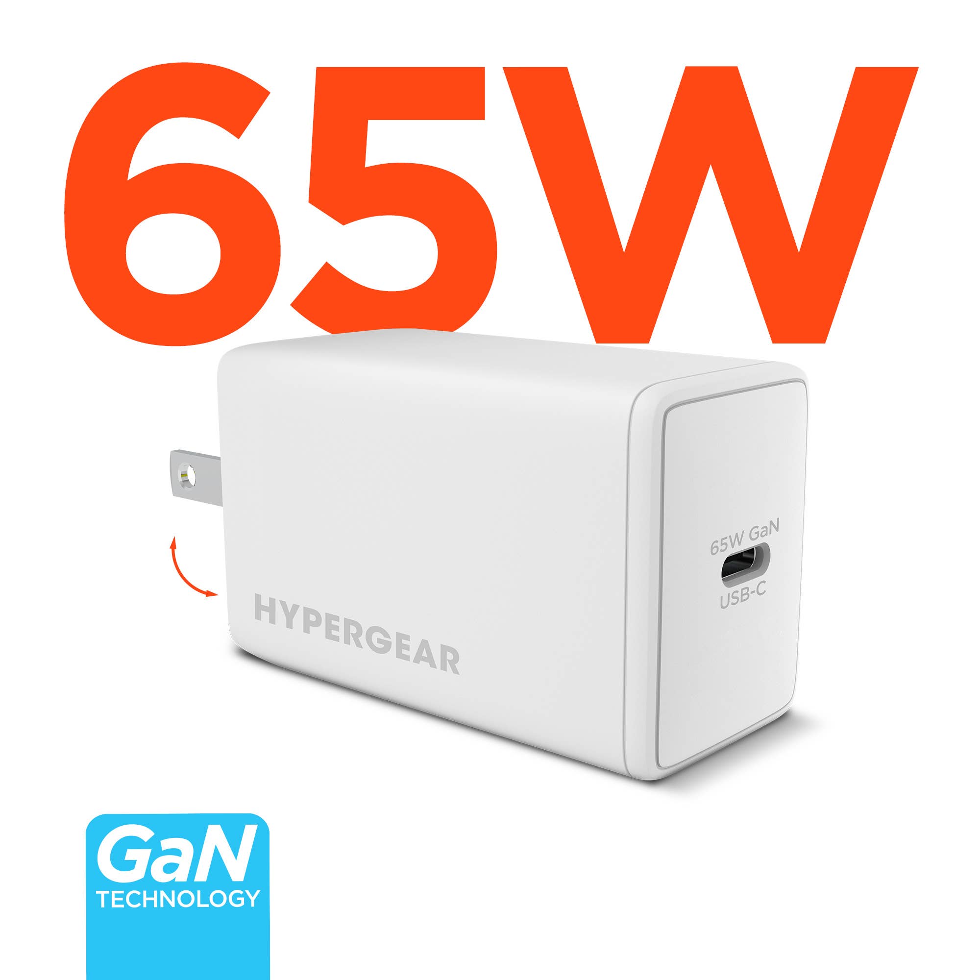 HyperGear SpeedBoost 65W GaN USB-C PD Laptop Wall Charger | JenDore