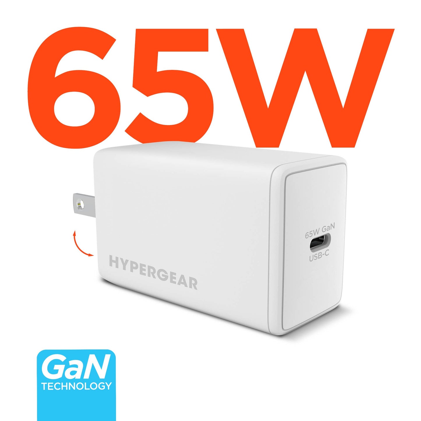HyperGear SpeedBoost 65W USB-C PD GaN Laptop Wall Charger with PPS