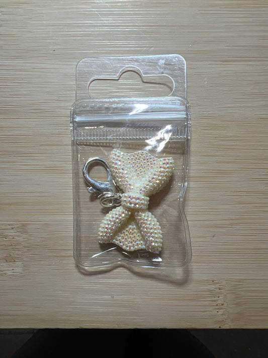 JenDore Handmade Pearl Rhinestone Bow Bag Charm