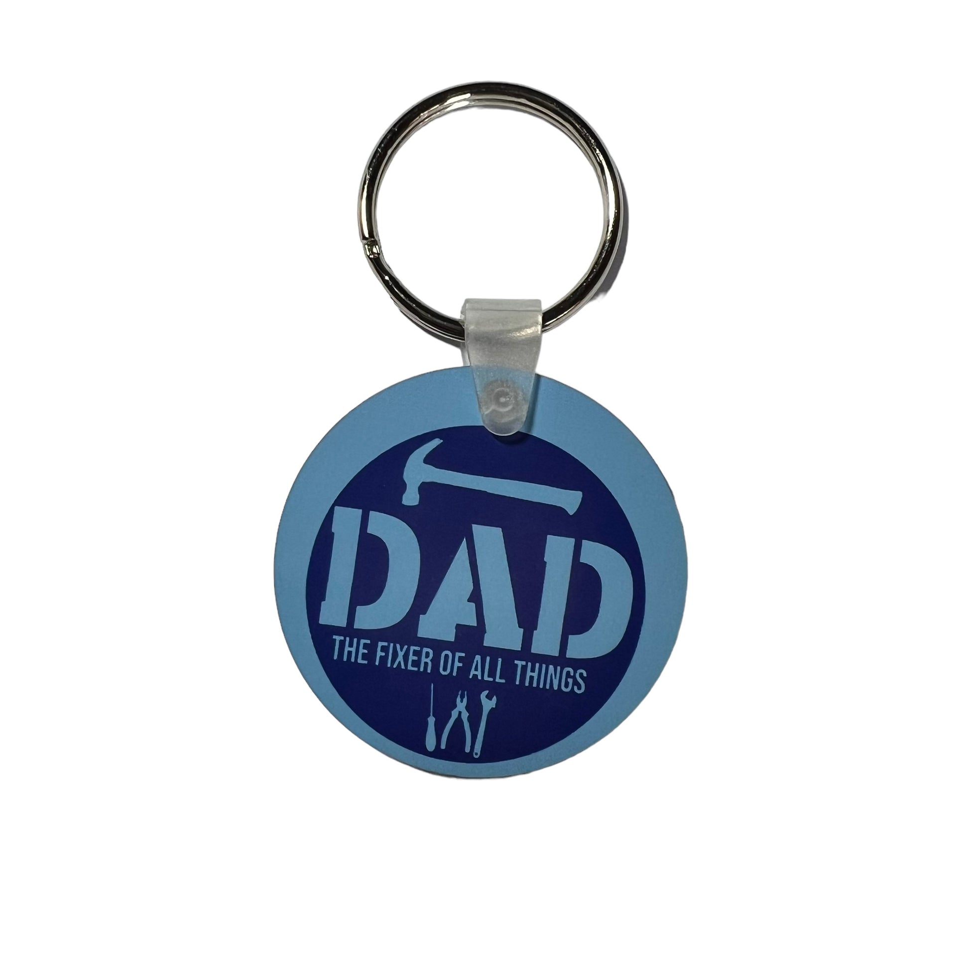 JenDore Cool Blue Handcrafted Dad Fixer of Things Round Keychain