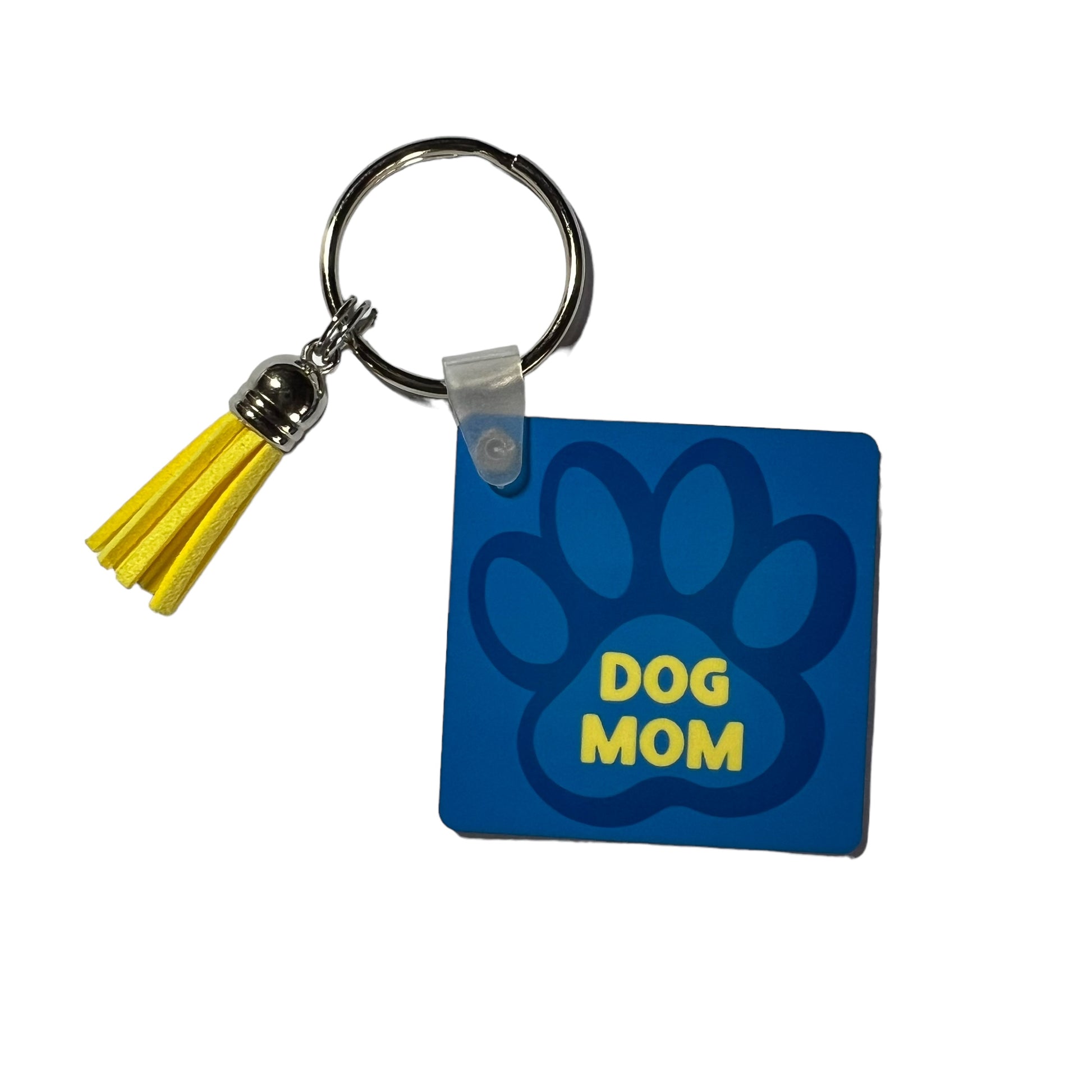 JenDore Pawsome Blue Yellow : Handcrafted Dog Mom Paw Print Keychain