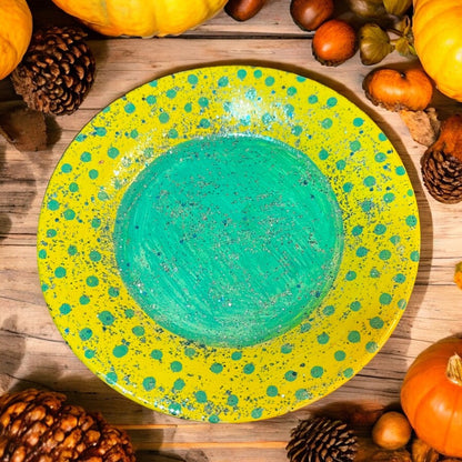 JenDore Handmade Fun Pop Dots Vanity Plate – Yellow & Green