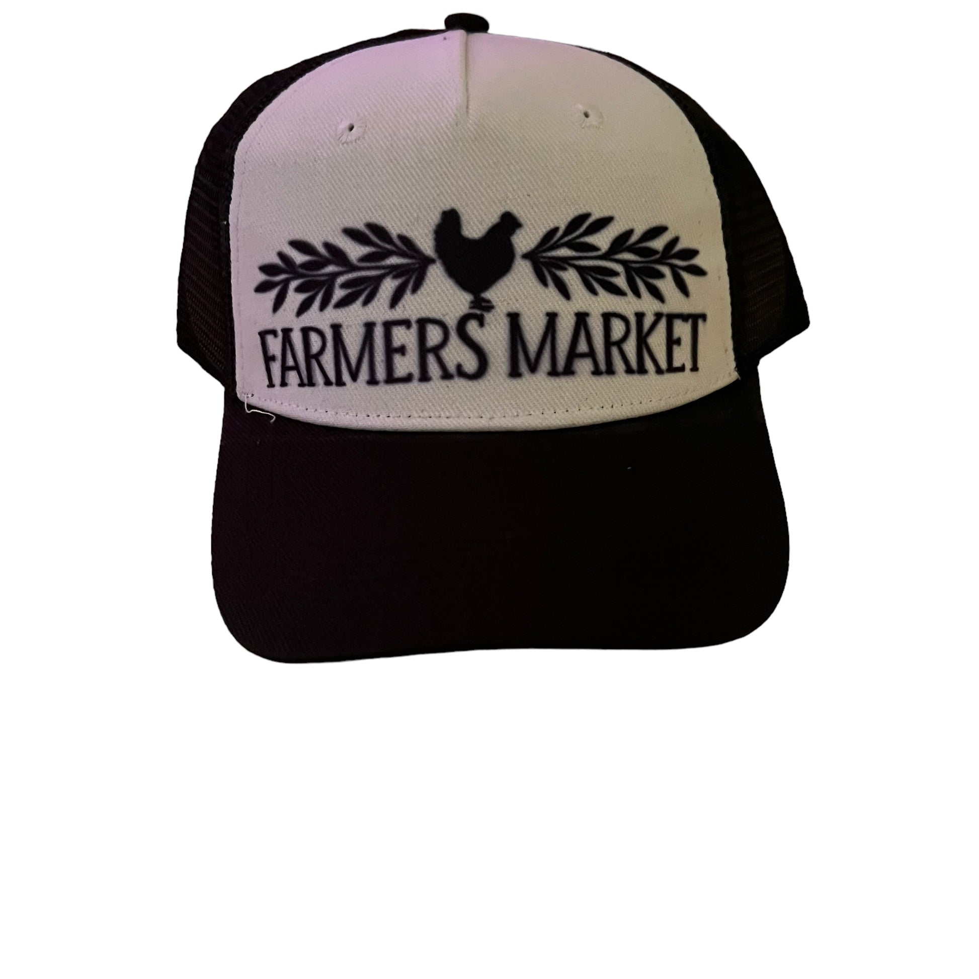 JenDore Farmer's Market Black White Trucker Hat Cap