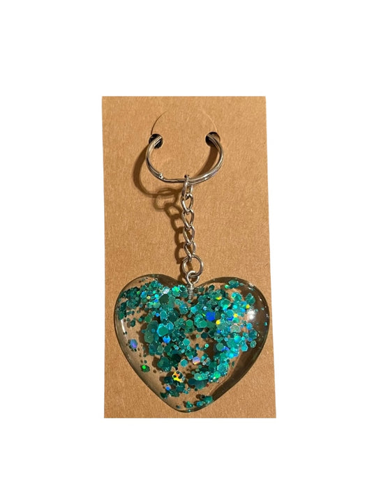 Shimmering Love Glam Hearts: JenDore Handmade Green Sparkle Keychain