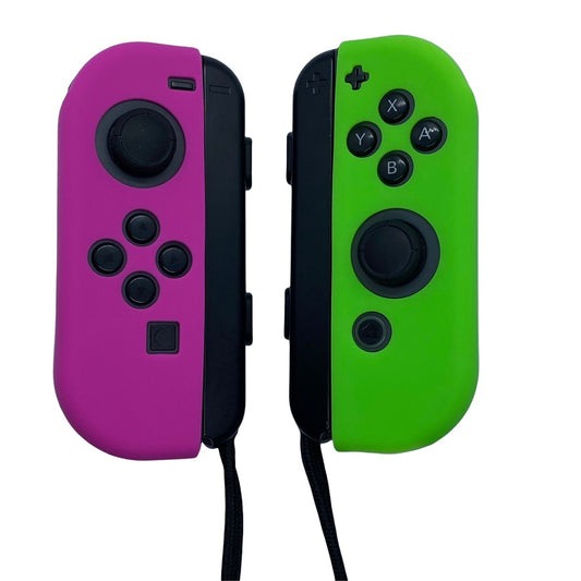 JenDore Fundas protectoras Joy-con de silicona verde lima y fucsia para Nintendo Switch
