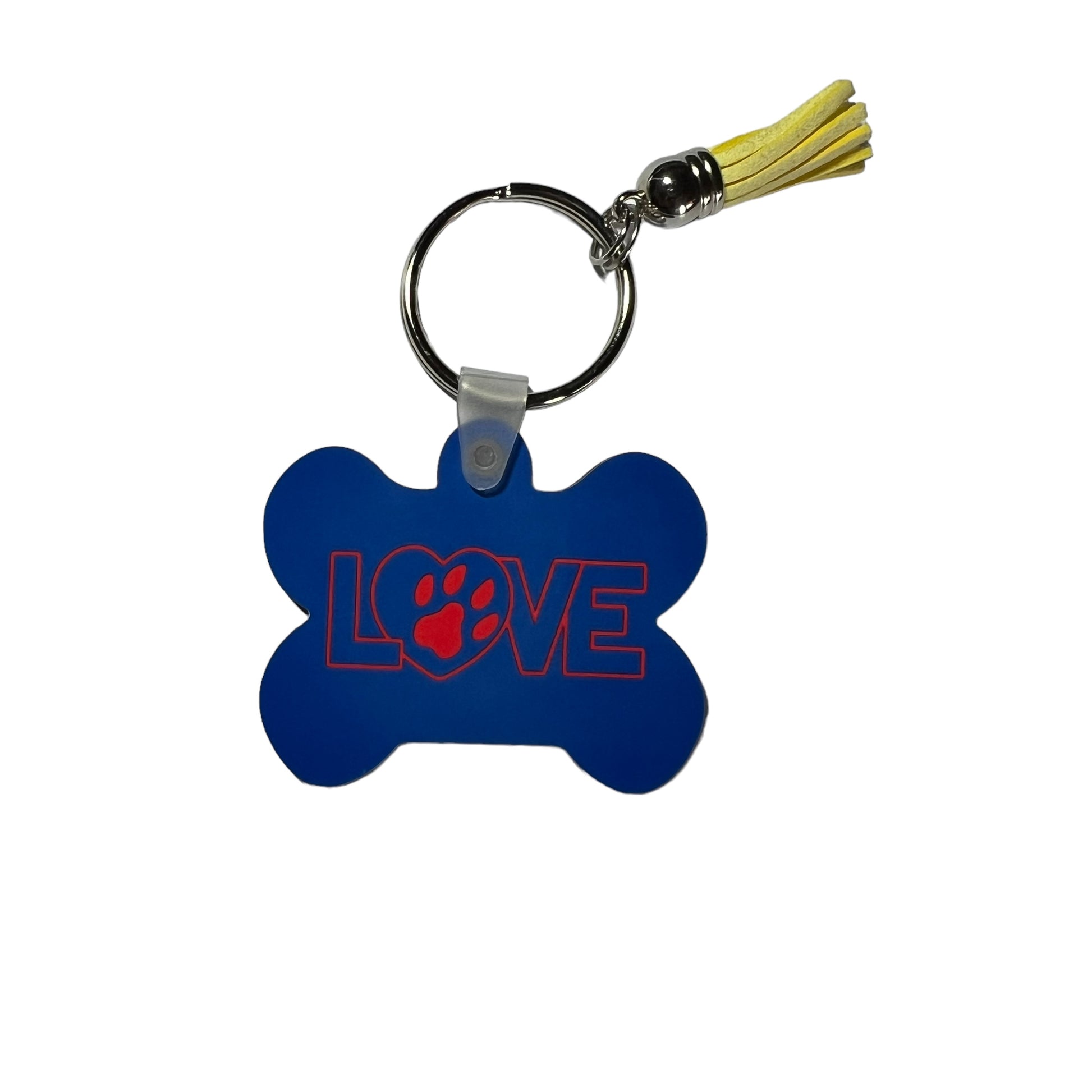 JenDore Pawfect Dog Mom Bone Blue Red Handcrafted Keychain