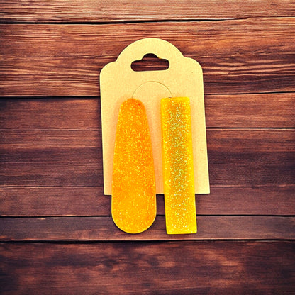 JenDore Hair Clips - Handmade Orange Sparkle (Set of 2)