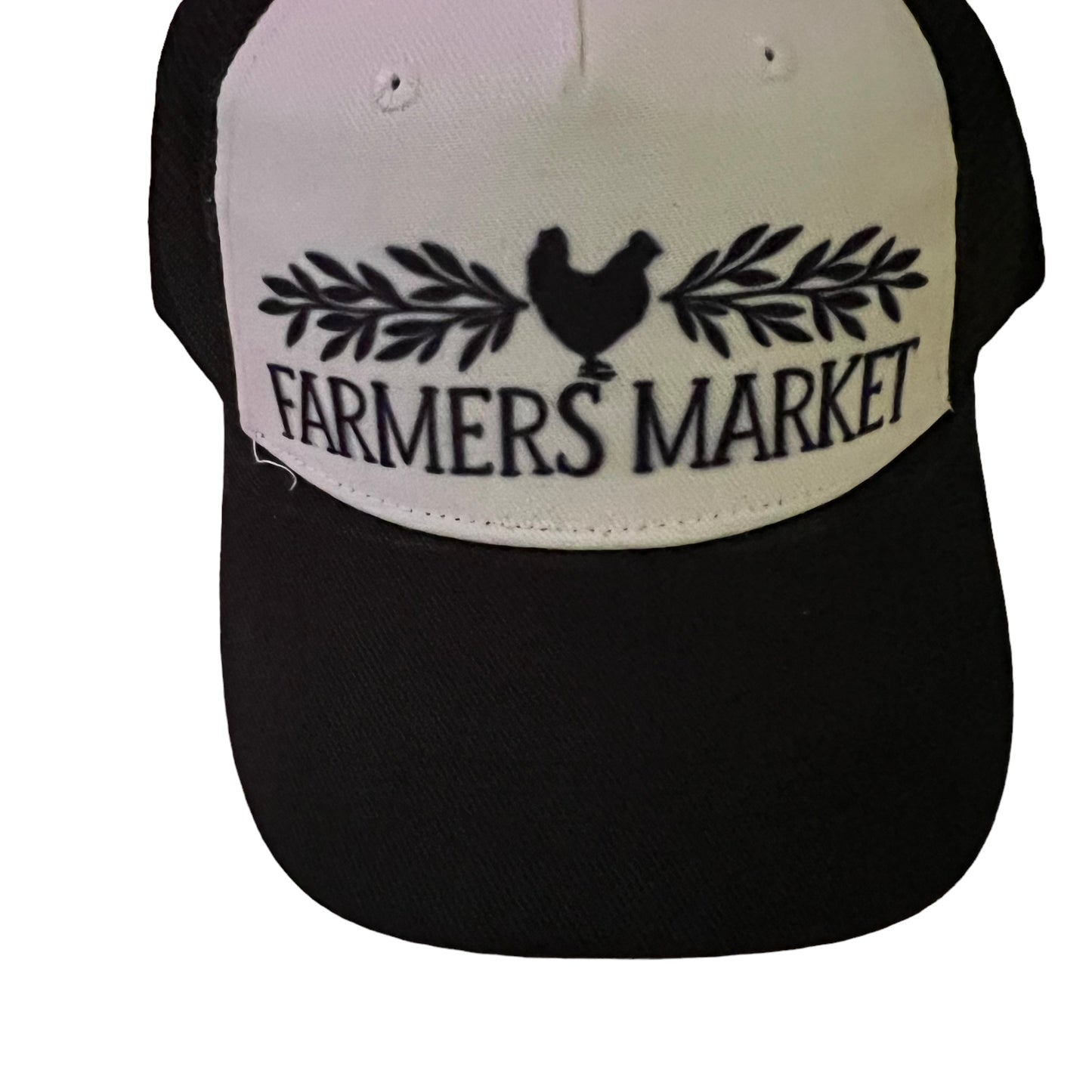 JenDore Farmer's Market Black White Trucker Hat Cap